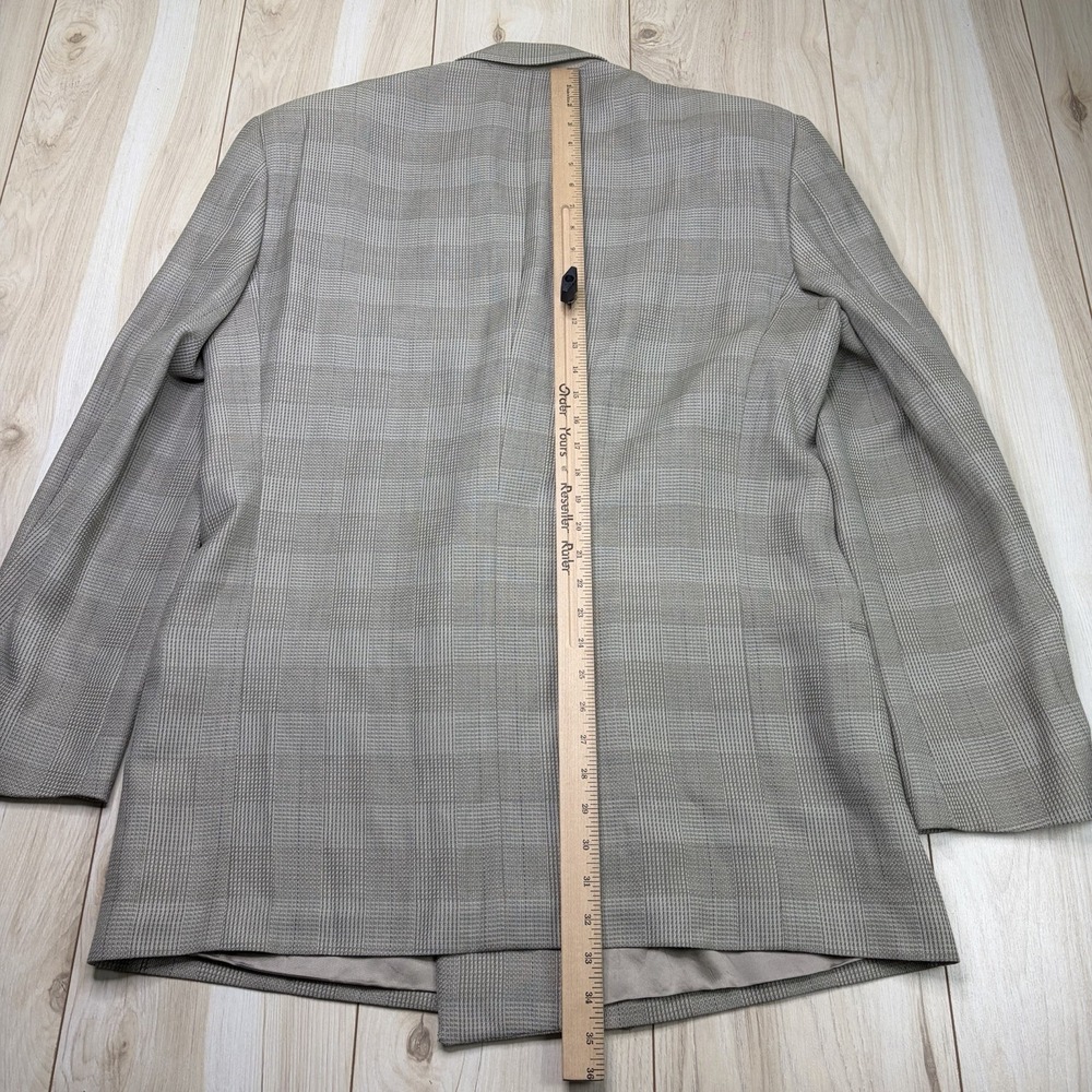 MANI Wool Linen Glen Plaid Striped Double Breasted Blazer Mens 44L Made In Italy - Picture 10 of 12